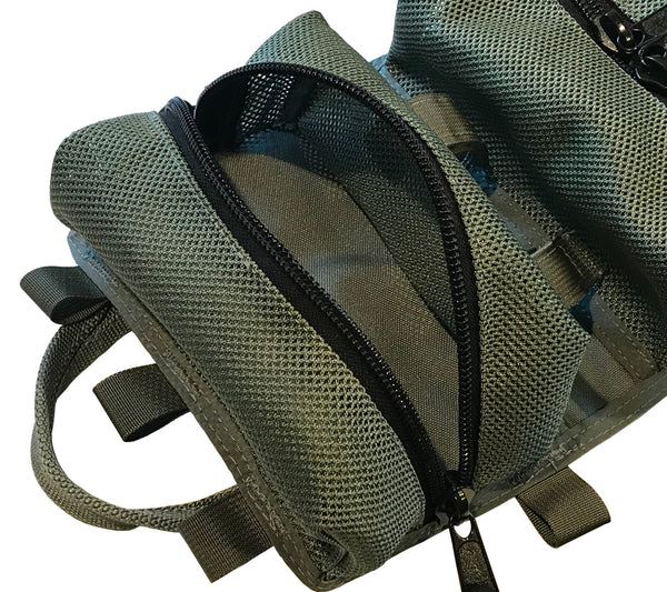 Each pocket has heavy duty zip closures to ensure nothing leaks inside or out.