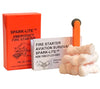 The High Visibility Orange Spark-Lite Fire Starter Kit includes the spark tool and TinderQuik Tabs.