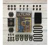 The UltiLink Complete Kit includes 1 Lock, 2 Pinions plus assorted mounting hardware for belts, molle, knife sheaths, holsters, and other applications.
