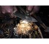 WRK's Firecraft knives are designed for starting campfires with sharpened spine and bowdrill socket.