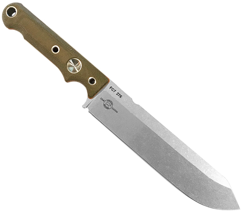 Firecraft 7 is a drop-point knife manufactured in the US by White River Knife and Tool. It is intended to be used for chopping and fire starting.