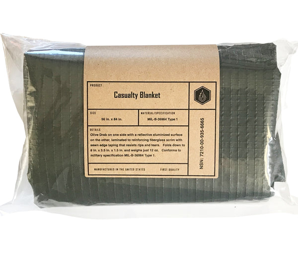The All Weather Emergency Blanket, made in USA, conforms to the MIL-B-36964 Type 1 military specification for Casualty Blankets.